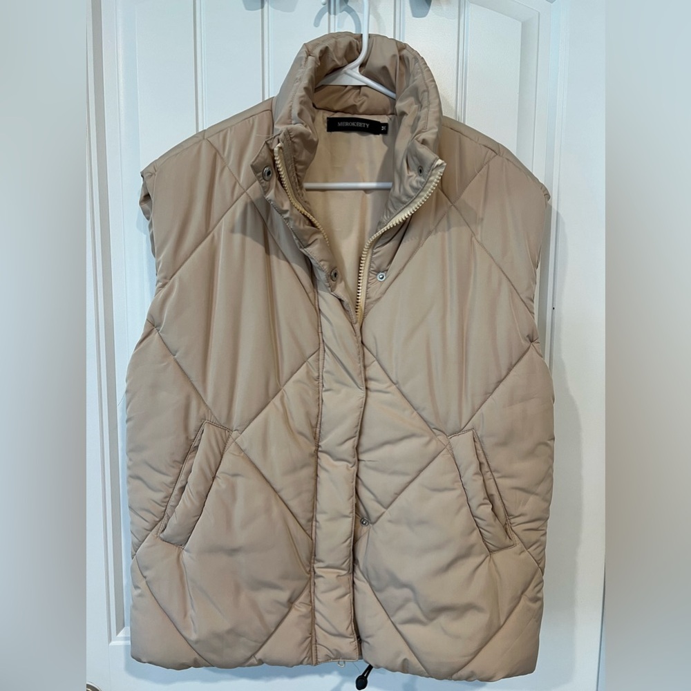Merokeety Puffer Vest - Beige/Tan